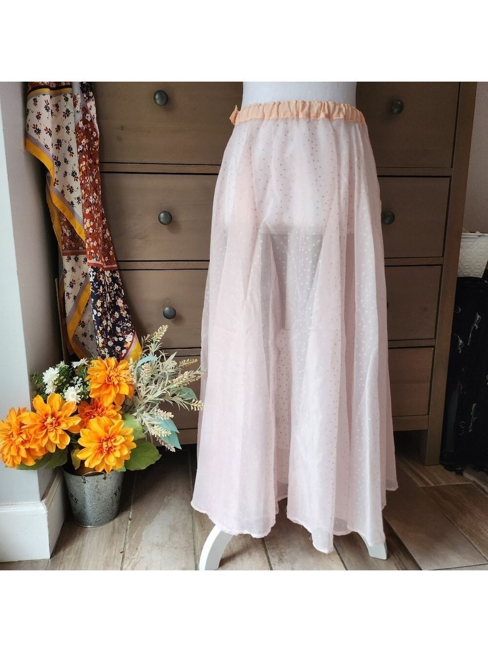 Sheer Pink A-Line Maxi Skirt - Lightweight Layered Style